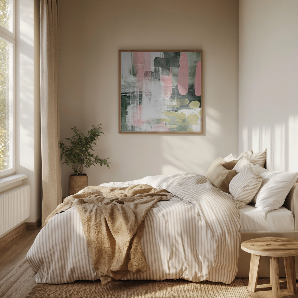 Pink On Green 1 Poster och Canvastavla