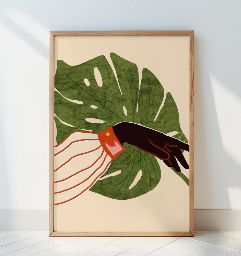 Green Canvas, Red Accent Poster och Canvastavla