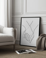 Holding Hands Lines Poster och Canvastavla