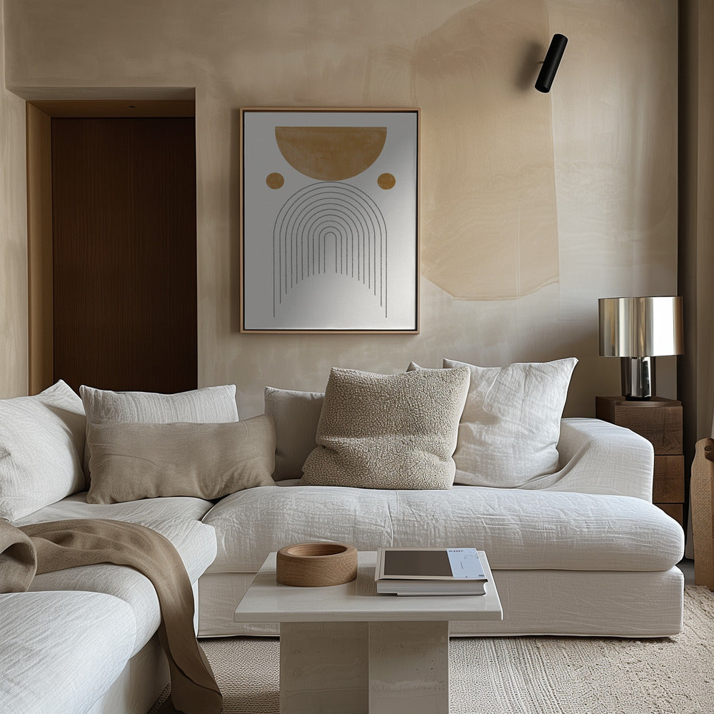 Mid Century Modern / Soft Brown Watercolor Balance Poster och Canvastavla