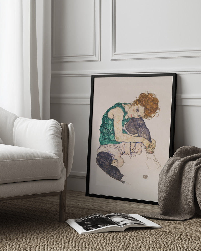 Seated Woman With Legs Drawn Up Poster och Canvastavla