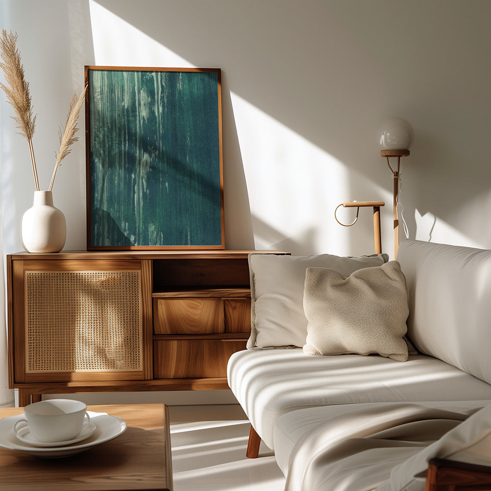 Dark teal scratched texture Transformative Teal Poster och Canvastavla