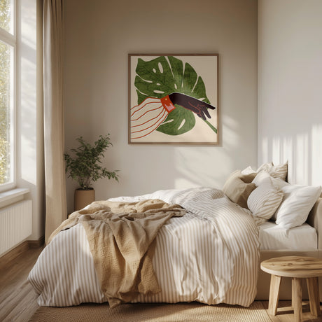 Green Canvas, Red Accent Poster och Canvastavla