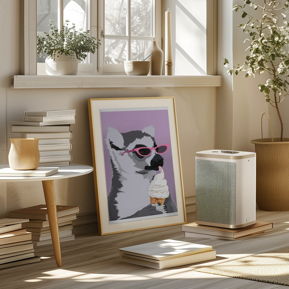 Jugdy Lemur with Icecream Poster och Canvastavla