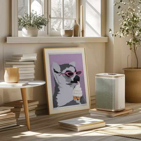 Jugdy Lemur with Icecream Poster och Canvastavla