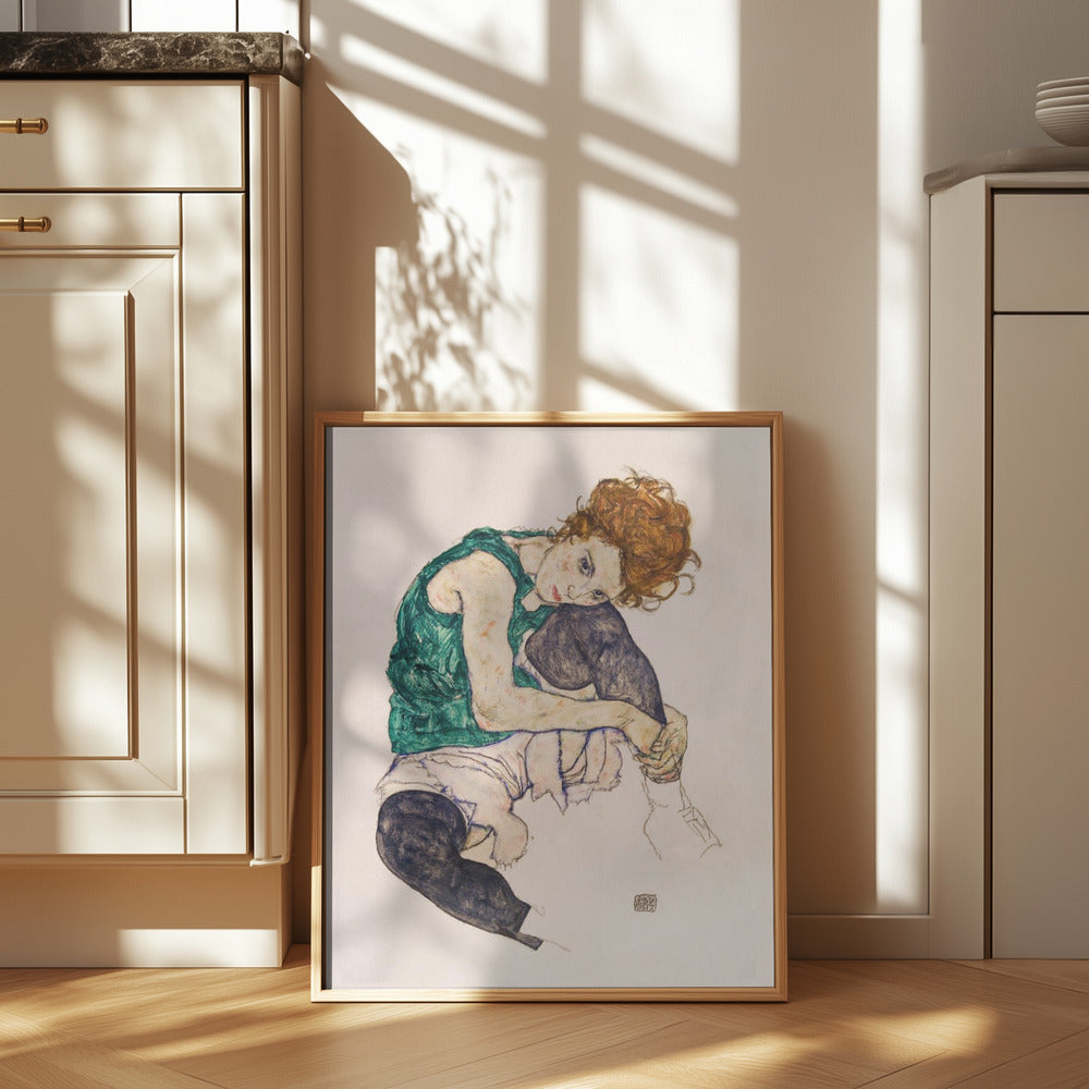 Seated Woman With Legs Drawn Up Poster och Canvastavla