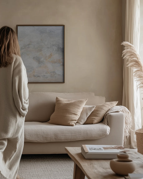 Coastal Misty Abstract Painting Poster och Canvastavla