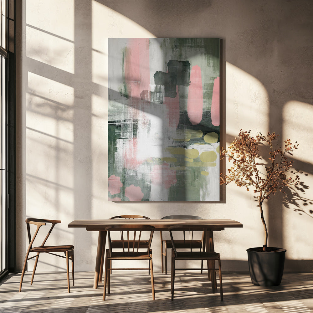 Pink On Green 1 Poster och Canvastavla
