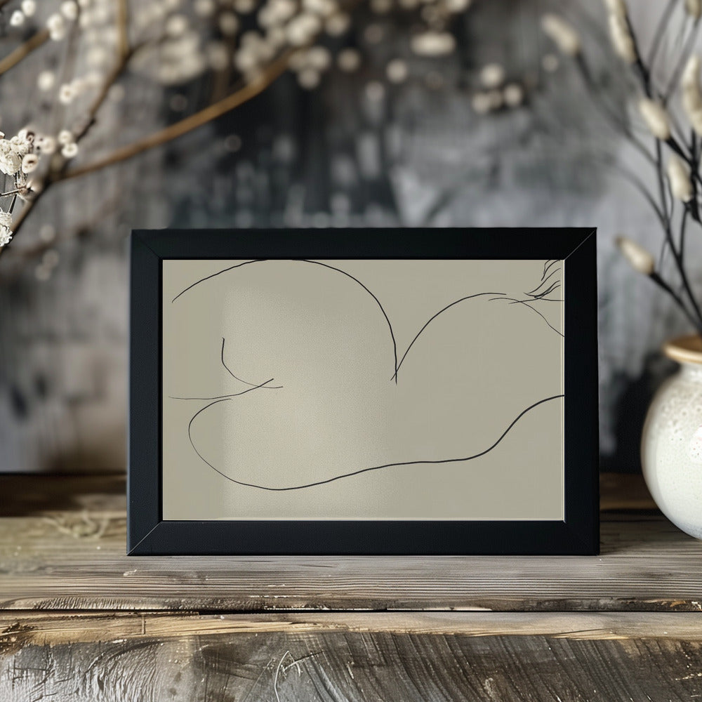 Minimal line art reclining nude Poster och Canvastavla