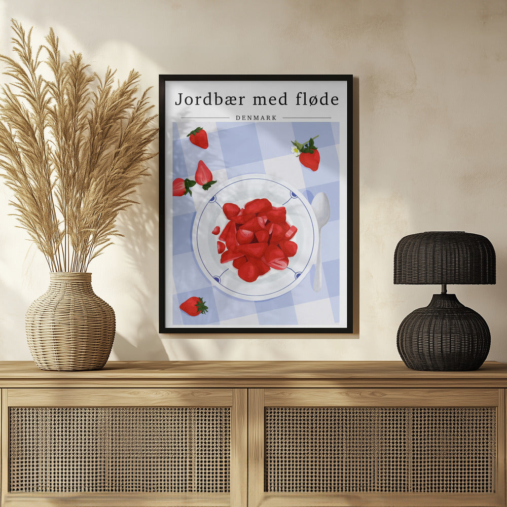 Strawberry with cream - Denmark Poster och Canvastavla