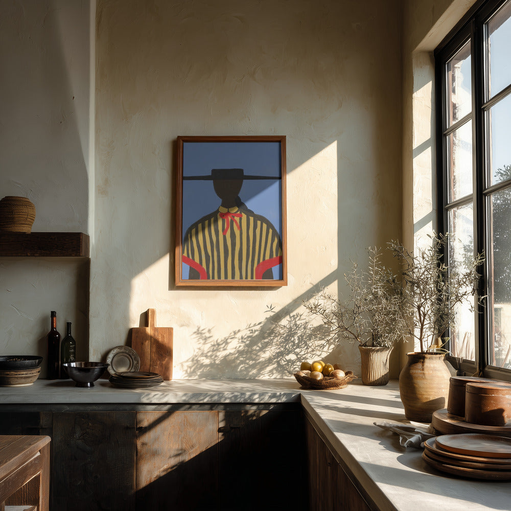 Bold Hat Woman and Stripes New Mexico Style Poster och Canvastavla