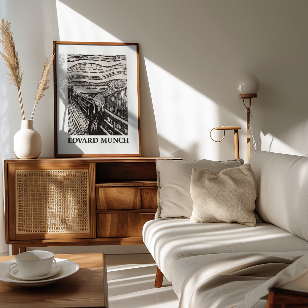 Skriet- The Scream - Monochrome Version Poster och Canvastavla