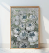 Nuria bouquet of peonies in teal and green Poster och Canvastavla