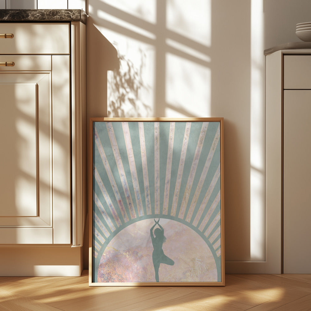 Yoga Boho Sun Rise Green 1 Poster och Canvastavla