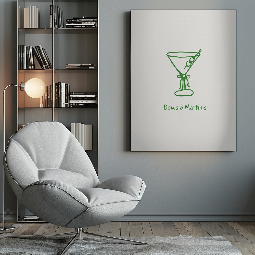 Green Bows and Martinis Poster och Canvastavla