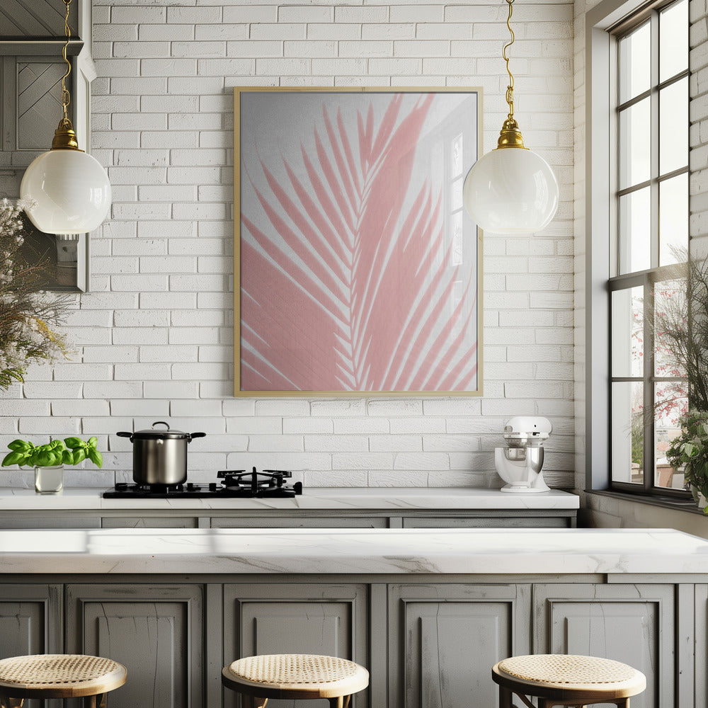 Pink Palm Leaves Silhouette Poster och Canvastavla