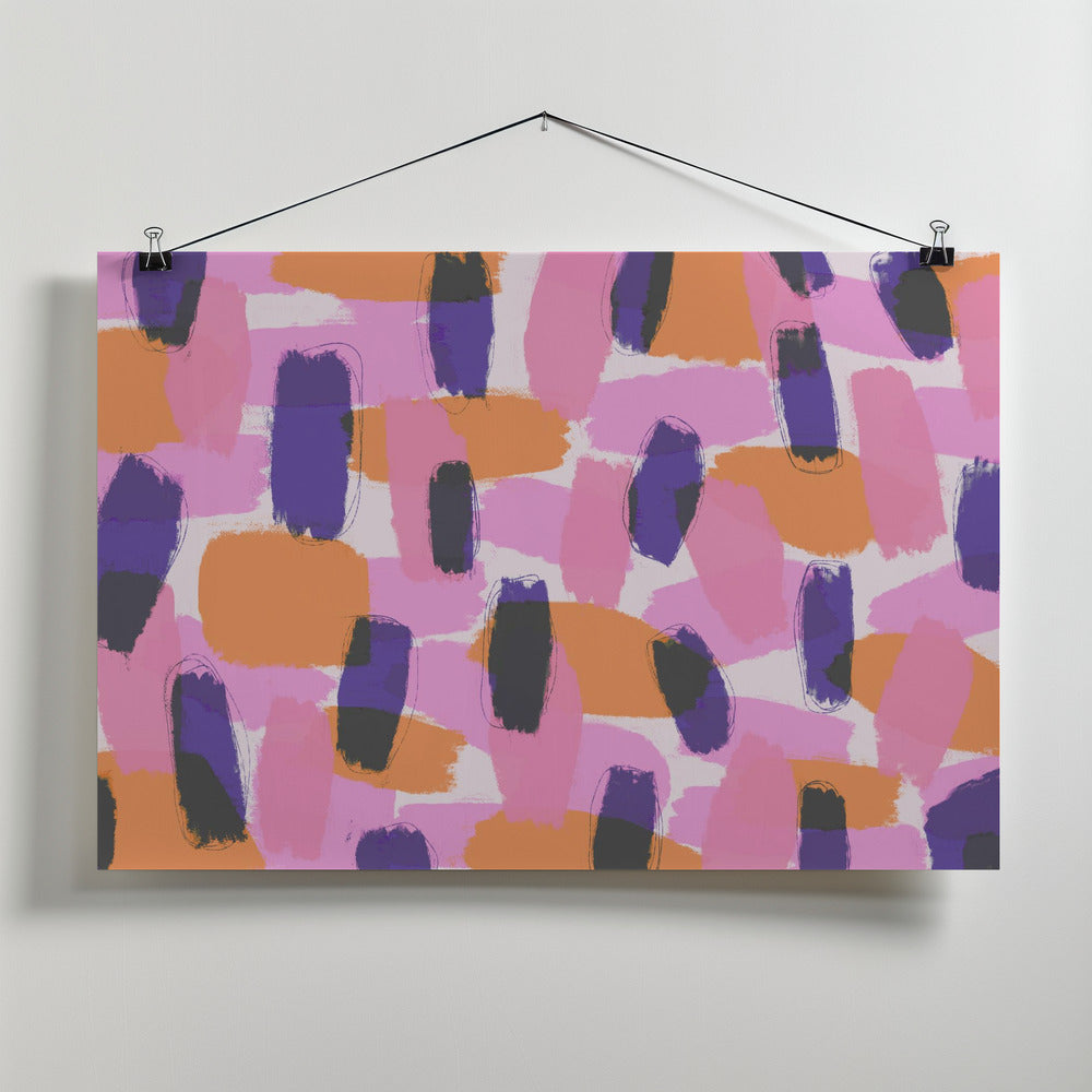 Layered Purple Strokes Pattern Poster och Canvastavla