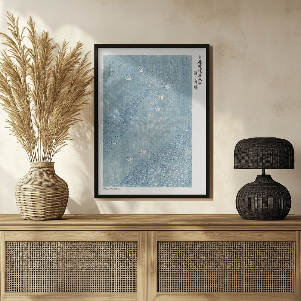 Woodblock Print Blue Poster och Canvastavla