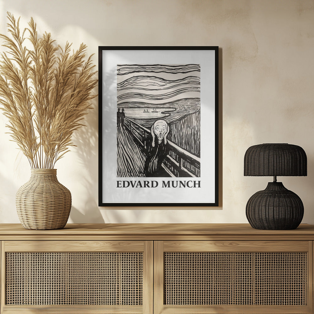 Skriet- The Scream - Monochrome Version Poster och Canvastavla