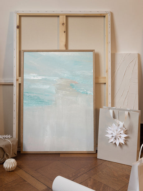 Modern Blue Horizon Abstract Painting Poster och Canvastavla
