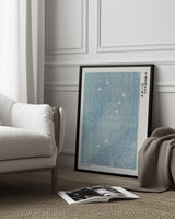 Woodblock Print Blue Poster och Canvastavla