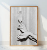 Champagne Hands Black and White Poster och Canvastavla
