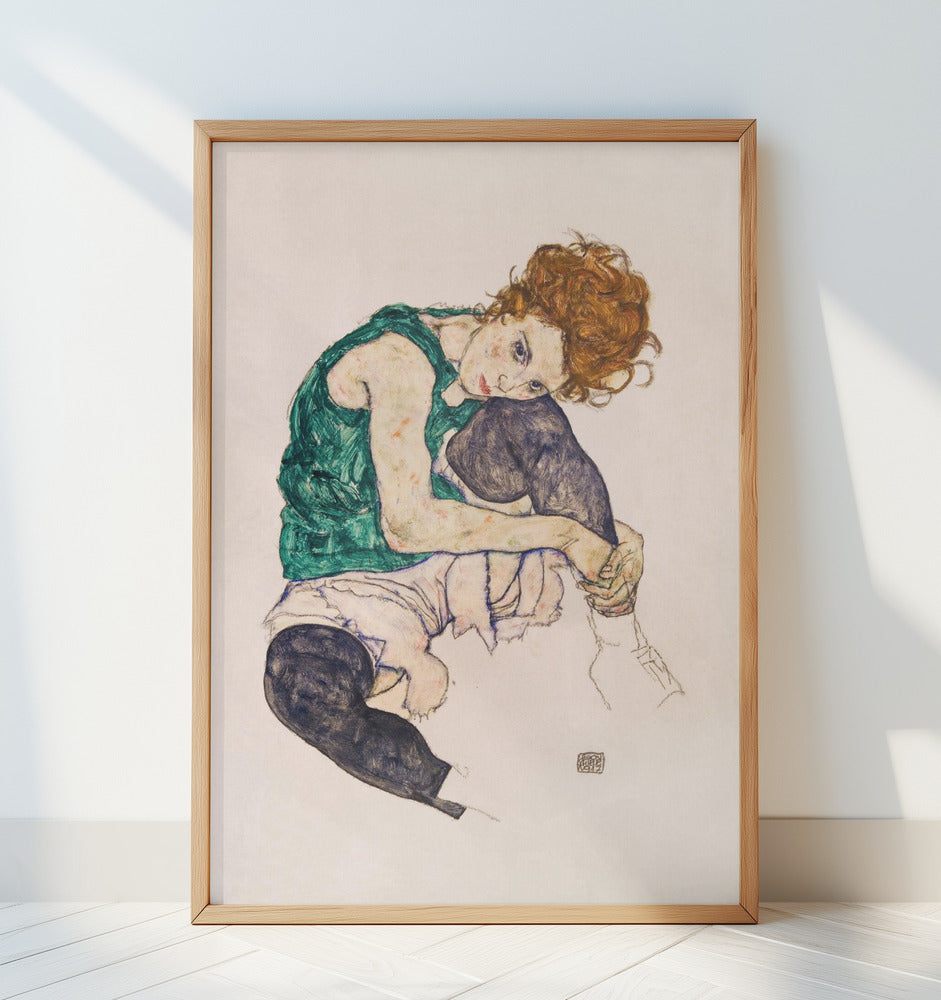 Seated Woman With Legs Drawn Up Poster och Canvastavla