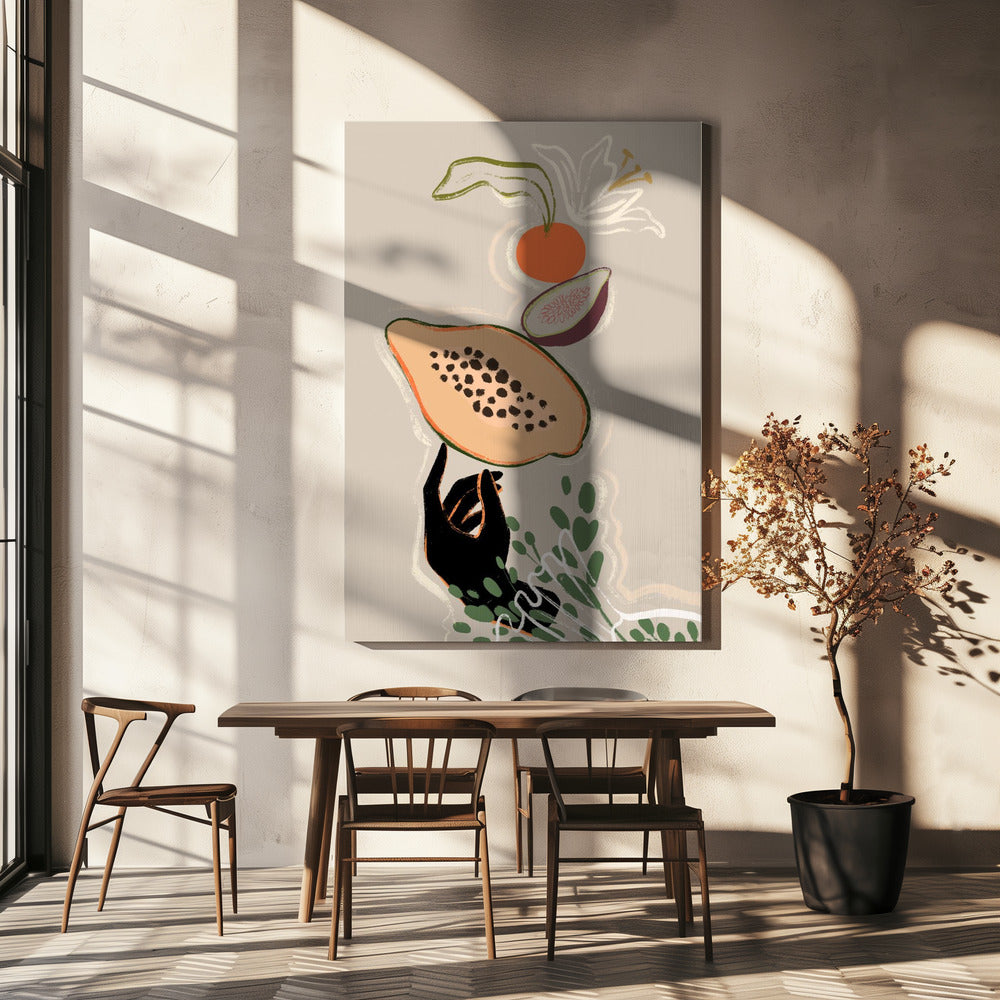 Balancing Fruits Poster och Canvastavla