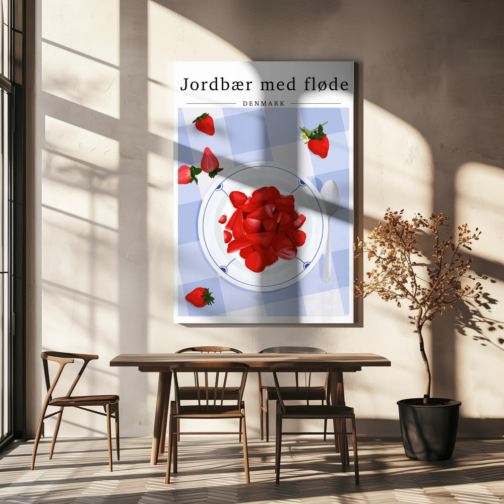 Strawberry with cream - Denmark Poster och Canvastavla