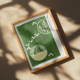 Woodblock Print Green Poster och Canvastavla