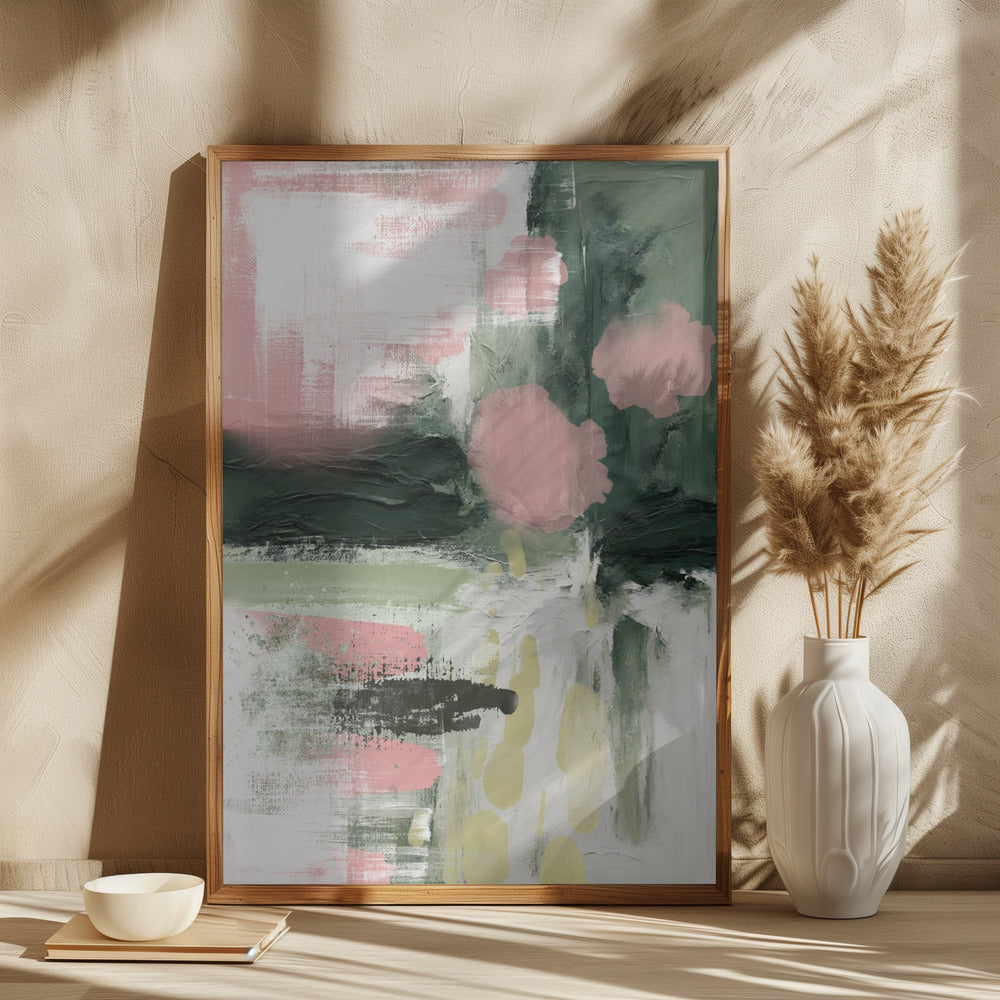 Pink On Green 3 Poster och Canvastavla