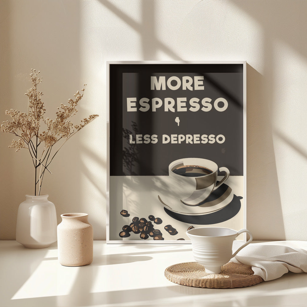 More Espresso - Less Depresso Poster och Canvastavla