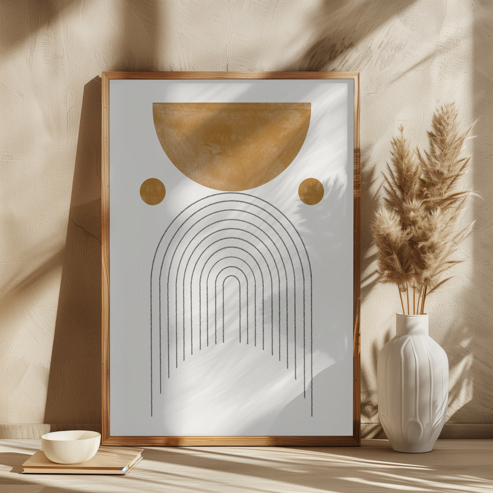 Mid Century Modern / Soft Brown Watercolor Balance Poster och Canvastavla
