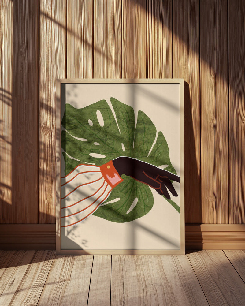 Green Canvas, Red Accent Poster och Canvastavla