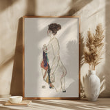 Standing Nude Woman With a Patterned Robe 1917 Poster och Canvastavla