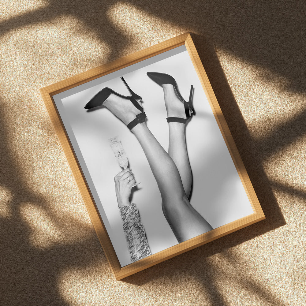 Champagne legs Black and White Poster och Canvastavla