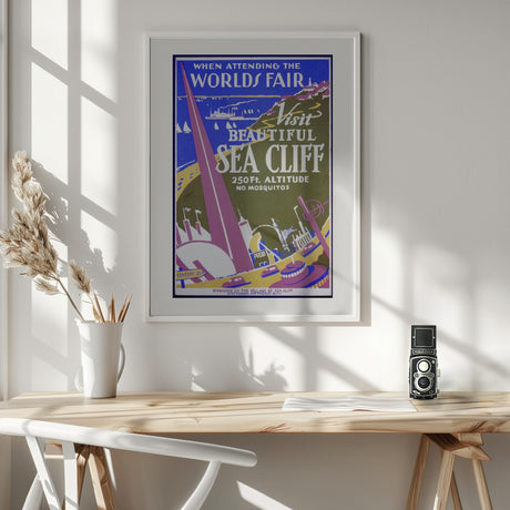 When Attending the Worlds Fair, Visit Beautiful Sea Cliff Poster och Canvastavla