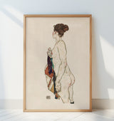 Standing Nude Woman With a Patterned Robe 1917 Poster och Canvastavla
