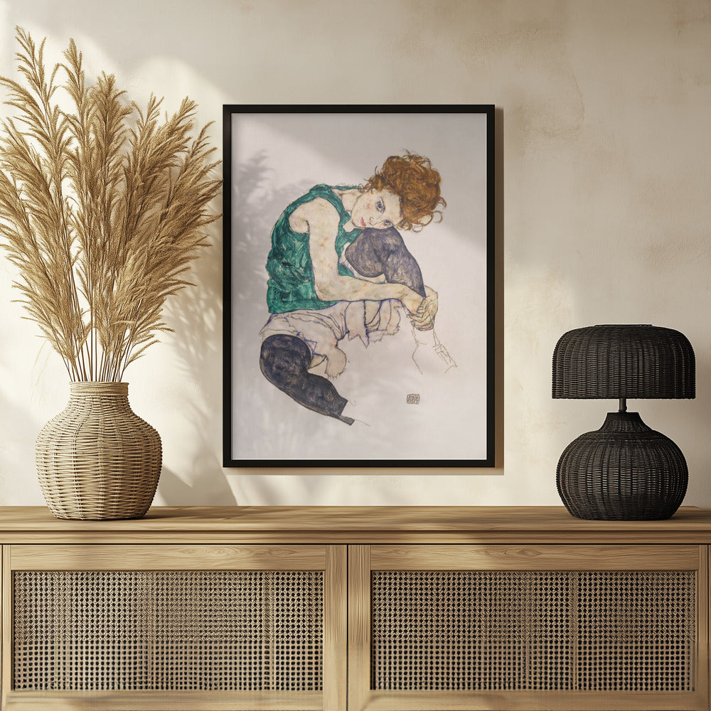 Seated Woman With Legs Drawn Up Poster och Canvastavla