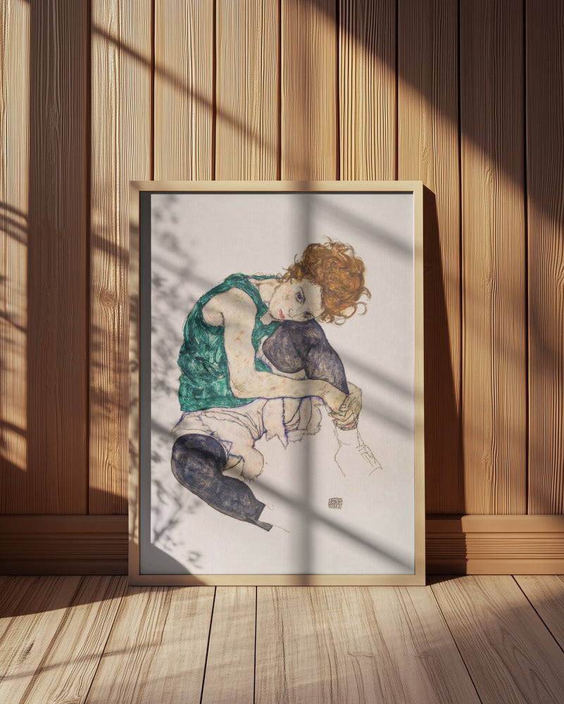 Seated Woman With Legs Drawn Up Poster och Canvastavla