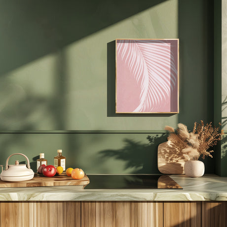 Palm Leaves On Pink Silhouette I Poster och Canvastavla