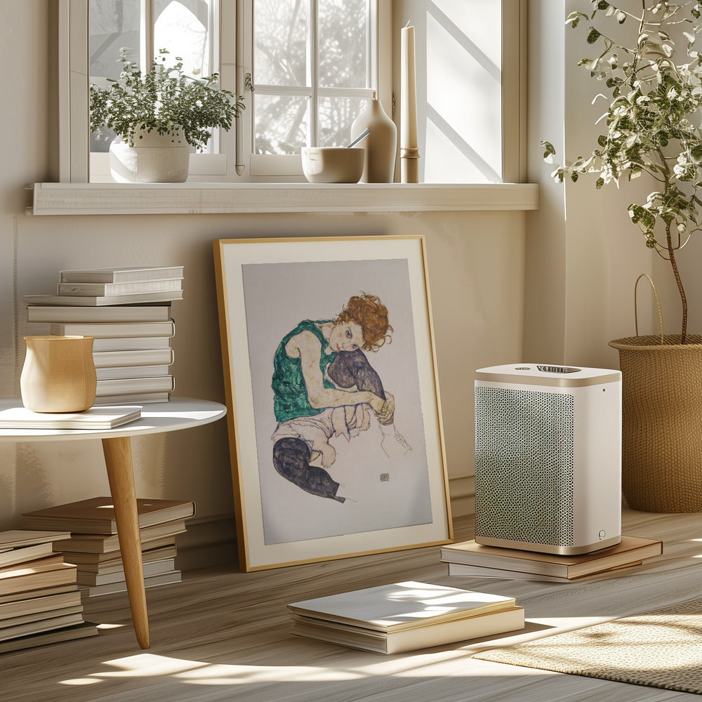 Seated Woman With Legs Drawn Up Poster och Canvastavla