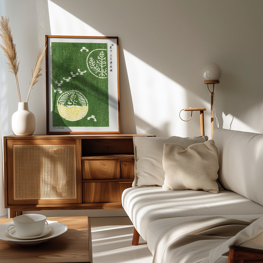 Woodblock Print Green Poster och Canvastavla