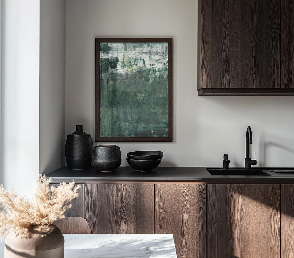 Abstract painting emerald green mural Poster och Canvastavla