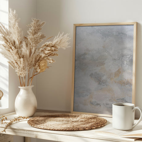 Coastal Misty Abstract Painting Poster och Canvastavla