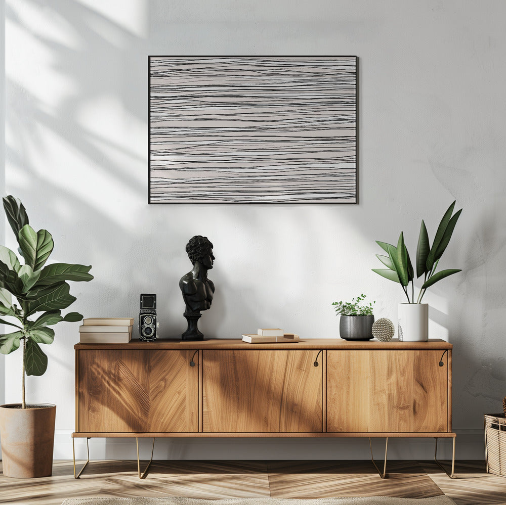 Black on Beige Lines Poster och Canvastavla