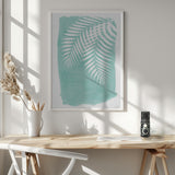Teal Palm Leaves Foliage Silhouette Poster och Canvastavla