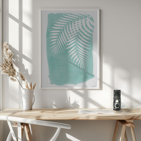 Teal Palm Leaves Foliage Silhouette Poster och Canvastavla