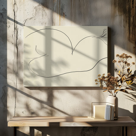 Minimal line art reclining nude Poster och Canvastavla