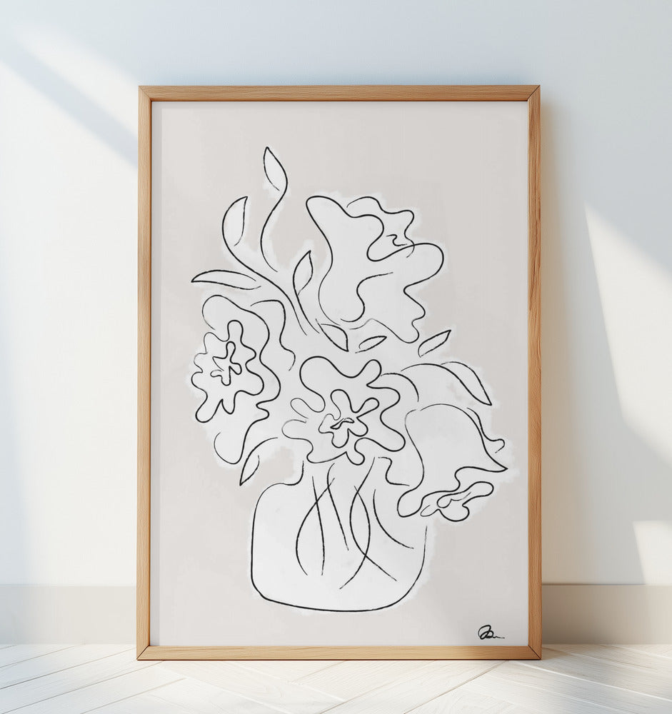 Flower Bouquet Grey Poster och Canvastavla
